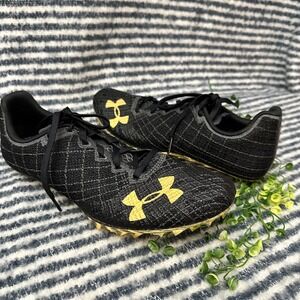 Under Armour Spring Running Track‎ Shoes Unisex Mens 7.5 Womens 9 Black Gold New